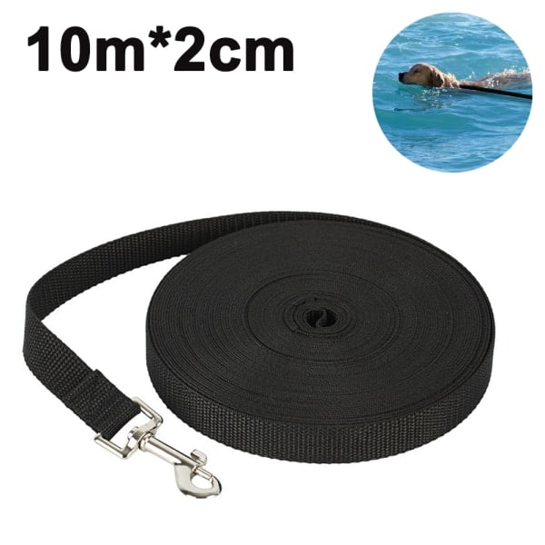 CQBB Treningsline for små til mellomstore hunder, hundebånd for hund/valp for lydighetstrening, tilbakekalling, camping - Svart 10*2M