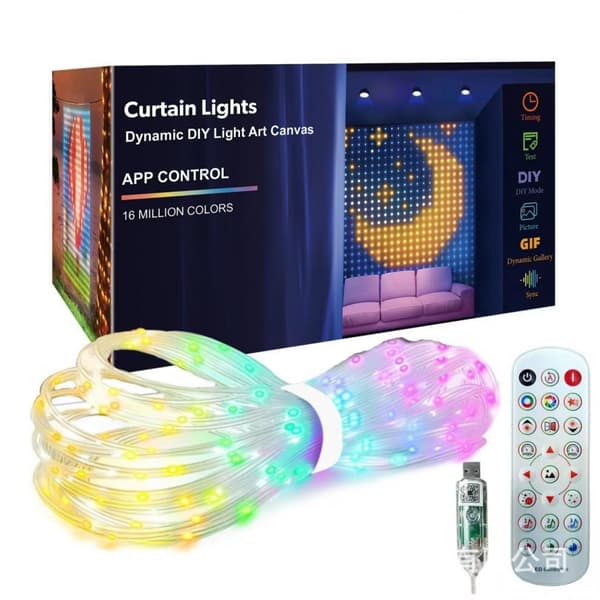 Smarte RGB-gardinlys, app- og Bluetooth-kontroll med USB-strøm, tilpassbare dekorative LED-lyslenker for soverom og festdekor 2m x 2m, 400 LEDs