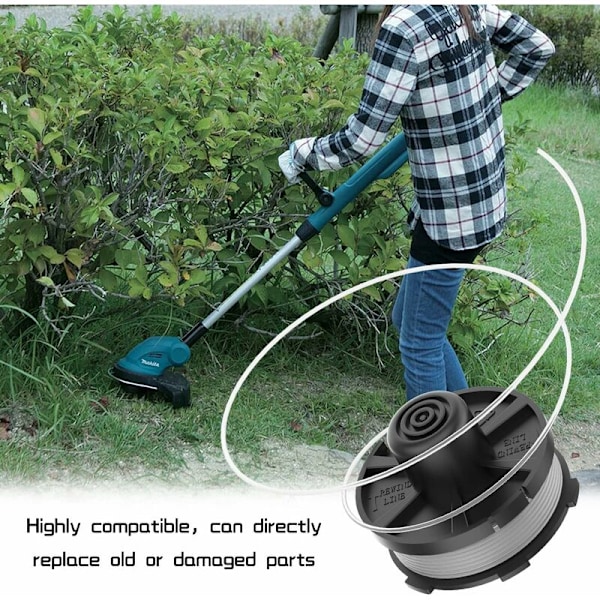 Set med 3 spolar för grästrimmers, 1 x spolskydd, 1 x fjäder för grästrimmers, för makita dur181 dur141 dur180z dur181z 196146-9 195858-1{F2}