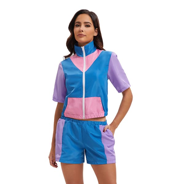 Retro 80-luvun karnevaaliasusetti, esiintymisasu, takki ja shortsit*S*pinkki pink S