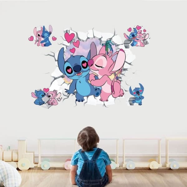 Stitch Väggdekor Tecknad Väggdekoration Barn Stickers(F1019)