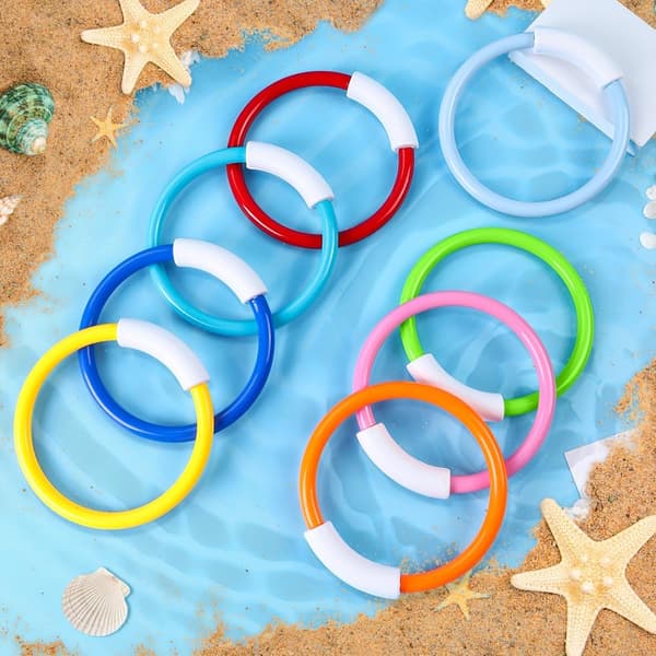 8-pack dykleksaker för poolen, färgglada undervattensträningsringar för barn, sommarpool, simfest, spel