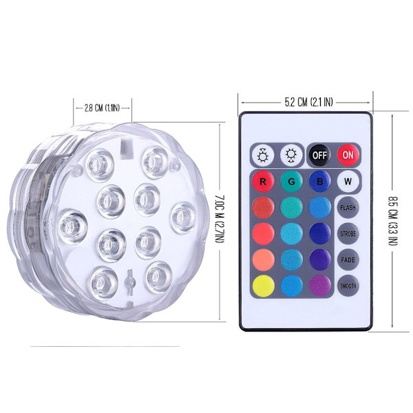 Uima-altaan vedenalainen valaisin, USB ladattava, monivärinen Rgb-13 Led RF-kaukosäätimellä
