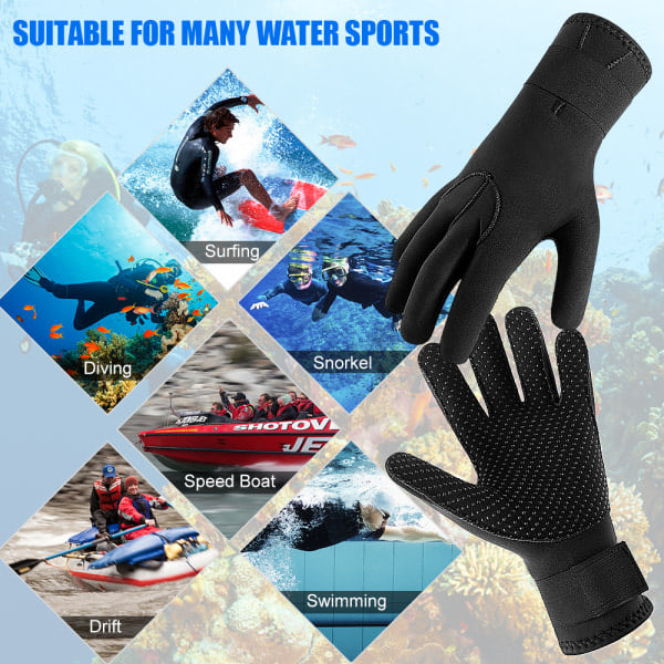 3mm Neopren Vanntette Hansker Varme Dykkerhansker Vinter Surf Hansker Varme Sklisikre Hansker for Harpunfiske Svømming Rafting Kajakkpadling