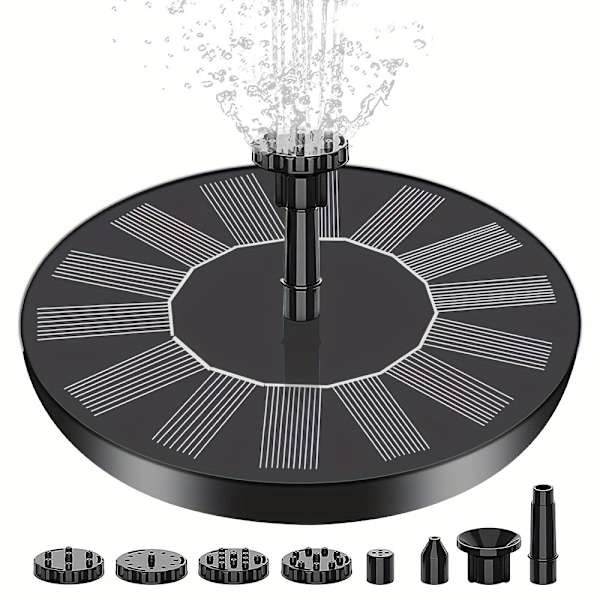 Vattenfontän solcellsdriven 16 cm solfontän vattenfontän utomhus Svart