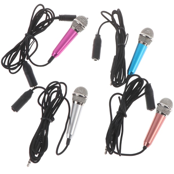 Kannettava 3,5 mm Stereo Studio Mic KTV Karaoke Mini Mikrofoni Silver