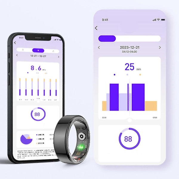 Smart Ring for Blodtrykk, Helse og Aktivitetsmåling - Blodsukker, Søvn, Hjertefrekvens, 100% Ny gull{F2] gold 9