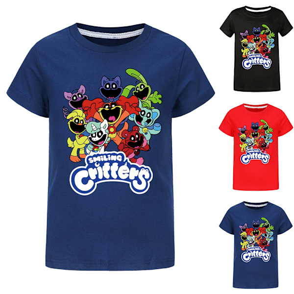 Barn Drenge Piger Smilende Critters CatNap DogDay T-shirt med tryk unisex sort Sort Sort Sort Black 160 cm