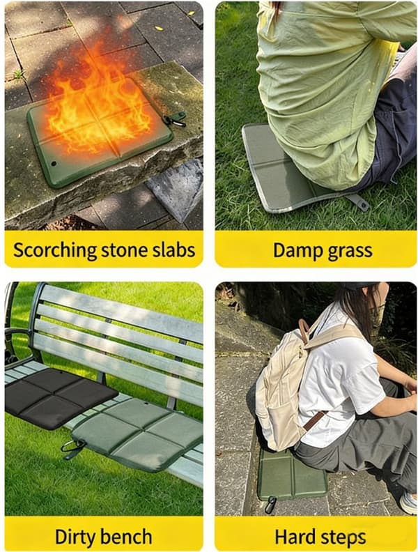 Vikbar bärbar kudde - Kompakt picknickdyna - Lätt resekudde för camping vandring grön 37x27.5cm