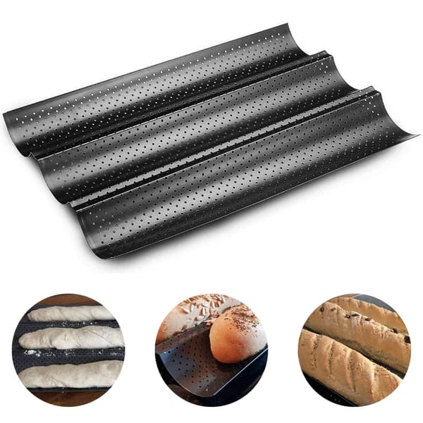 Baguettebakke med non-stick belægning til 3 baguetter 38,5 x
