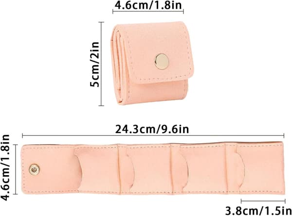 Mini resesmyckespåse, vikbar multifunktionell resesmyckesväska, med spänne, mjukt foder och vattentät. pink