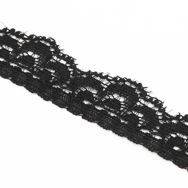 Svart Spetsband 10 Yards 1,5 cm Bredd Stretchigt Elastiskt Bekvämt Blomstermönster Spetskant för Dekorationer Sömnad DIY