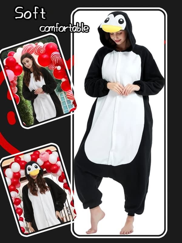 Pingvin-heldragt til kvinder Blødt behageligt kostume til Halloween Jule-rollespil Tegneserie-design Black M