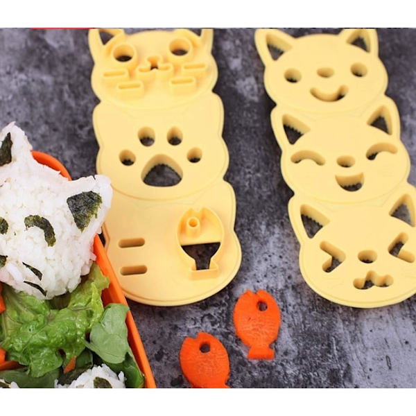 Onigiri Form - 5-delt Sushi Maker - Sød Kat Risbold Form Sæt - DIY Sushi Bento Køkkenforme