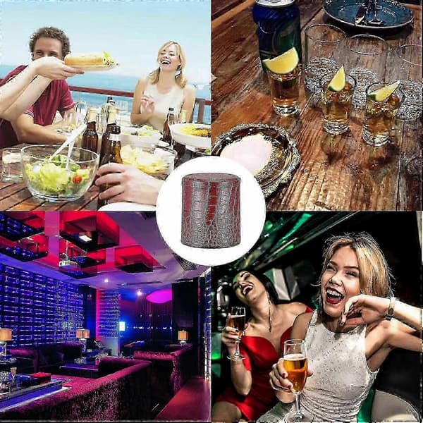 Terningebæger med krokodillemønster, brunt læderdesign, plastikbase til løgnerterningspil, bar brug{h}