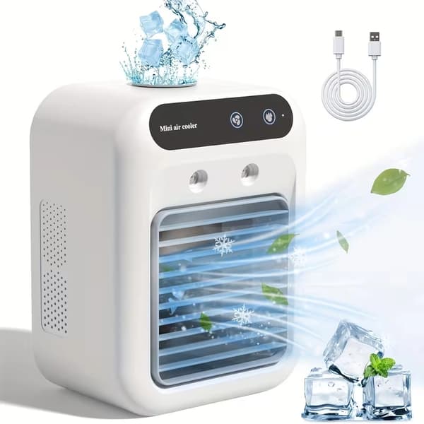 Bærbar mobil aircondition/sprayventilator/USB-genopladelig minikøler til skrivebordet