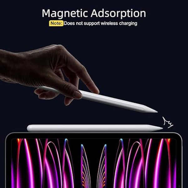 Stylus Pen til iPad 6.-11. generation - 2X hurtig kompatibel med 2018-2025 Apple iPad Pro 11\"/12.9\"/M4, iPad Air 3/4/5/M2/M3 Gen - Hvid