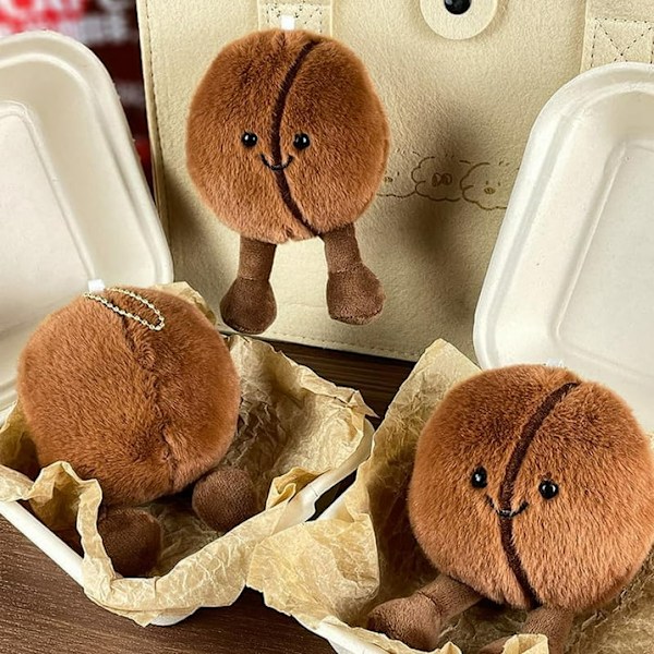 5.11in Jellycat Brun Kaffeböna Nyckelring Med Fot Mjukt Hänge Ny Kreativ Simulerad Kaffe Mat Plyschdocka Nyckelring Jellycat Gosedjur