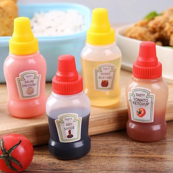 Klämflaskor - 8-pack 25 ml mini såsdispenser med munstycke - Reseflaskor för ketchup och senap black