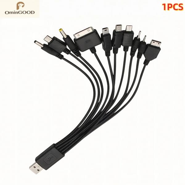 Bærbar 10-i-1 multifunksjons USB-ladekabel universell multiplugg telefonladerkabel kompatibel med alle Android-smarttelefoner 1pcs No