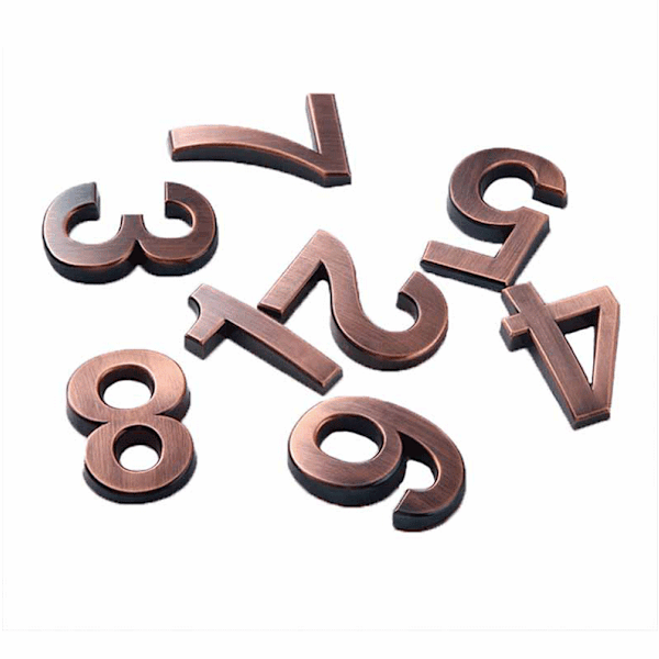 Pronssiset 3D-postilaatikkonumerot 0-9, itseliimautuvat talonumerot