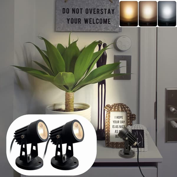 2 stk. LED-spotlights til indendørs brug, kompatible med planter, 3 farve accentbelysning, dæmpbar spotlight med lysdæmper, 2 stk.
