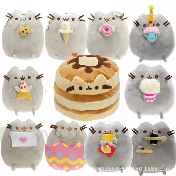 Pancake Squisheen Plysdyr, Blød Buttet Grå Kat Tøjdyr, Sød Kawaii Samlerdukke, Hyggelig Gave til Katteelskere**Pudding Kat Pudding Cat