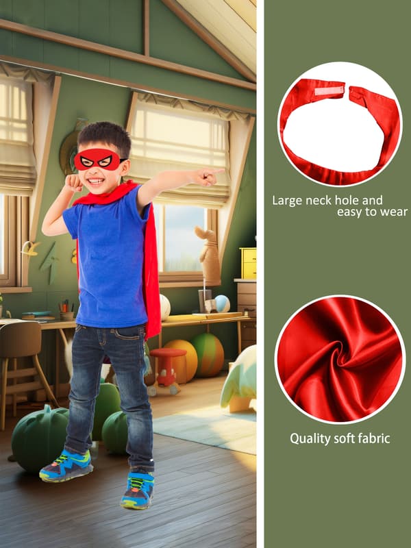 Superheltkapper og masker for barn, rollespillkostymer, Halloween-festutstyr, gutter og jenter utkledning Red One-size