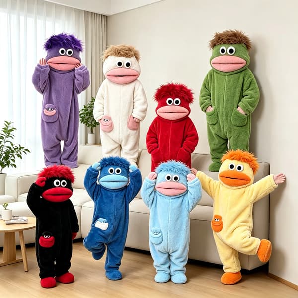 Rolig Stort Mun Monster Onesie Korallfleece Pyjamas Par Hemmakläder Sovkläder Vinter Halloween Juldräkt 7 S