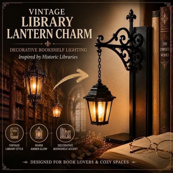 Bibliotekslantern Dekorativ Bogreolbelysning med Varm LED Natlampe Witch