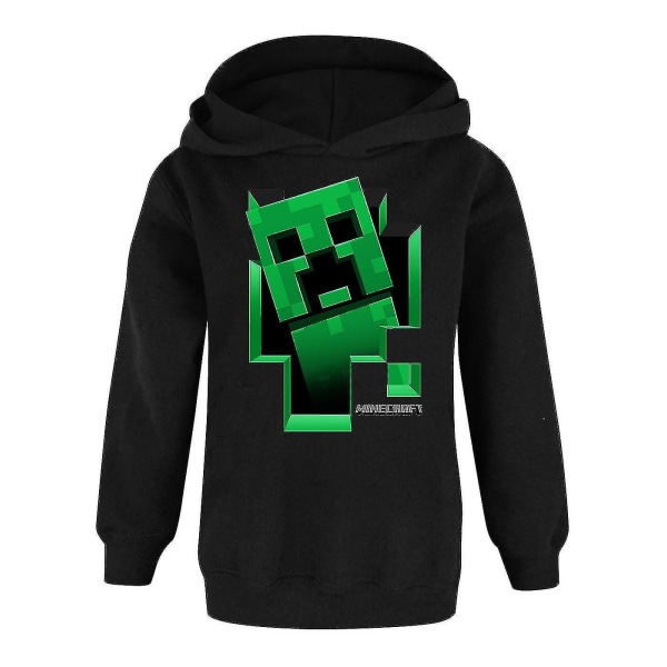 Minecraft-genser for gutter | Kids Creeper Inside Black Hooded Jumper | Gamertrøye Klær Merchan