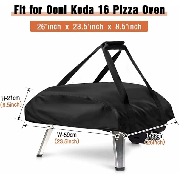 Ooni Koda 16 pizzauunin suojus, vedenpitävä ja säänkestävä, kantolaukku, pizzauunin laukku - musta (66 x 60 x 22 cm){f2}