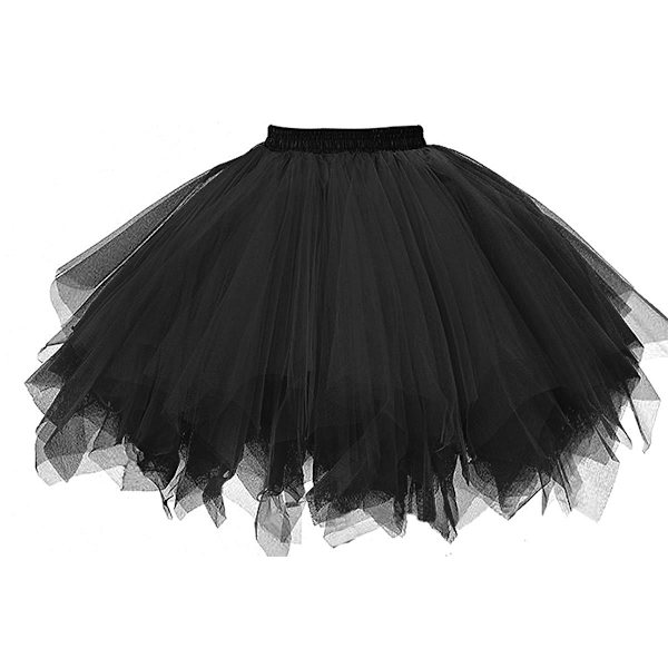 Tutu-nederdel til kvinder, fest, dans, tyl, kort, M, SORT{f2} black