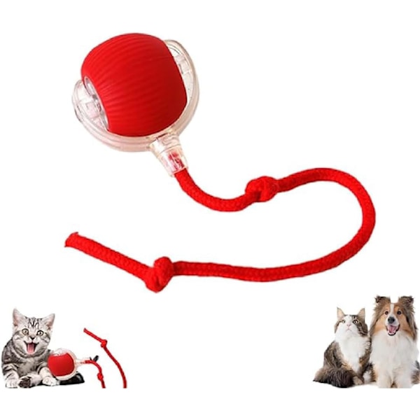 Rullende Bold, Hundetyggebold, Interaktiv Hund Smart Bold Legetøj, Interaktivt Kattelegetøj, 360° Smart Automatisk Red