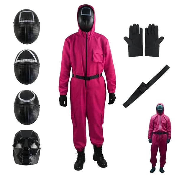 Punainen Squid Game -haalari Cosplay-asu Juhla-asu Naamio Roolipeli-asu Black Coat L