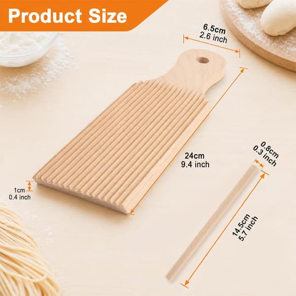 Gnocchibrett med kjevle, bøk tre pasta spaetzle maker for hjemmelagde nudler