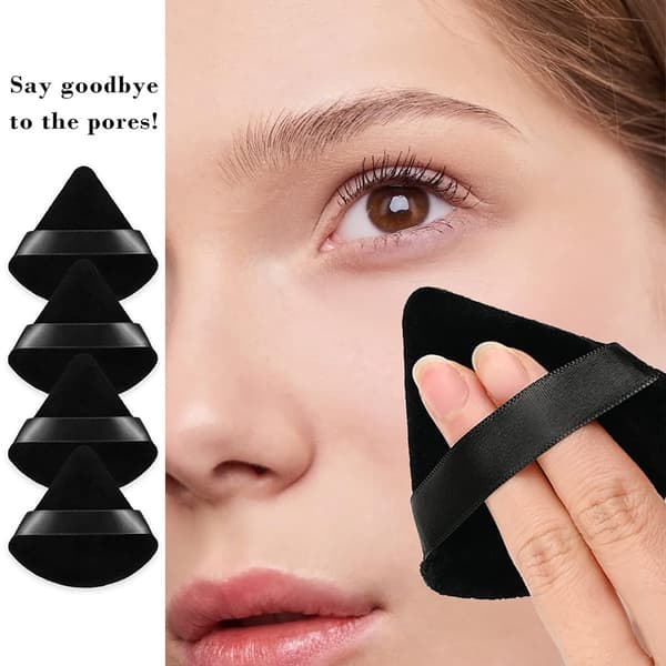 8 stk. Trekantede Makeup Pudder Puffer, Makeup Svampe, Bløde Svampe, Puf til Løst Pudder Foundation, Våd-Tør Makeup Værktøj (Sort)