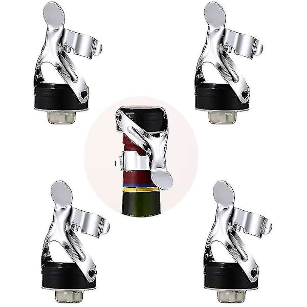 Champagne propper, 4 stk. rustfrit stål mousserende vinpropper (F2)