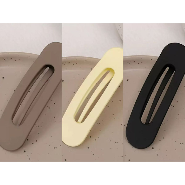 3 st matta hårklämmor stora rektangulära halkfria håraccessoarer Brown+beige+black