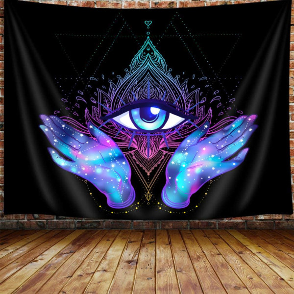 Evil Eye Tapestry Psykedelisk Lila 3rd Eye Tapestry Vägghängande Sovrum Cool Svart Lampa