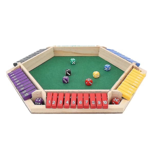 Shut The Box Terningespil 6 Spillere 6 Farvede Sider Træ Bordplade Shut The Box Spil Med 12 Terninger{h}