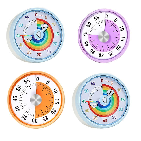 60 minutters mekanisk visuel timer regnbue magnetisk køkken studie nedtællingstimer Rainbow Cloud