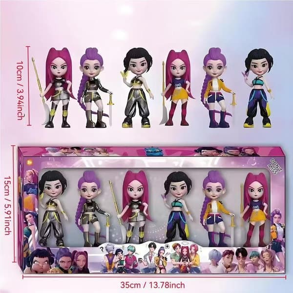 K-Pop Demon Hunters Chibi Figur Sæt | Søde Resin Dukker til Skrivebordet *Sæt med tre dele [med kort]*