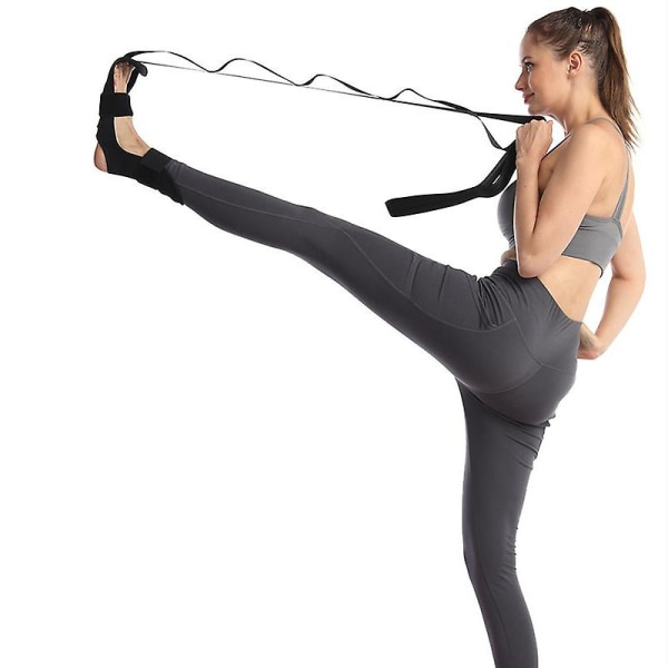 Yogastretchbälte, fot- och benstretchband, fotledsstretchband svart