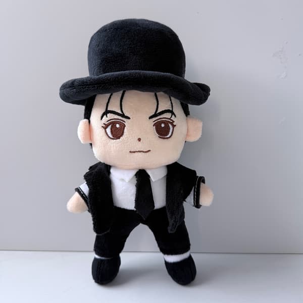 Michael Jackson-inspireret plysdukke, blødt samlerbamse, gave til musikfans**sort tøj black clothes