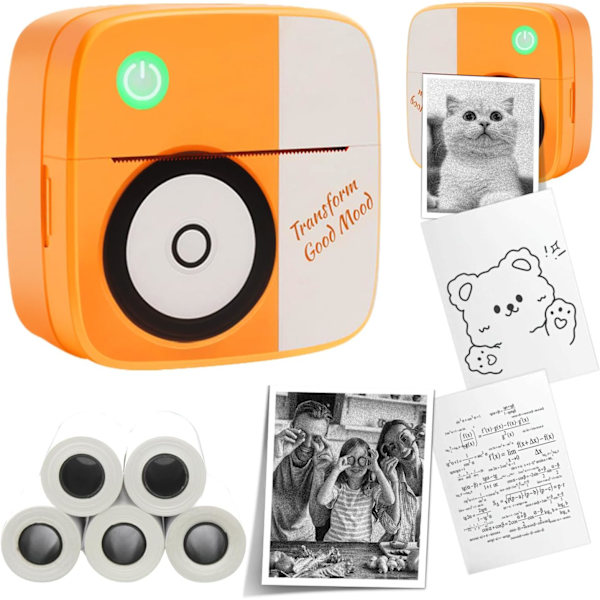 Mini termisk printer Bluetooth blækfri lommeprinter kompatibel med Android og iOS Bluetooth labelprinter kan udskrive fotos, malerier og QR-koder