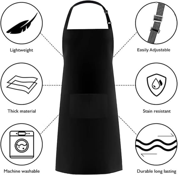 Forklæde til køkkenet 2-pak - Vandafvisende vaskbart forklæde til madlavning - Justerbart med store lommer - Unisex til grill og maling
