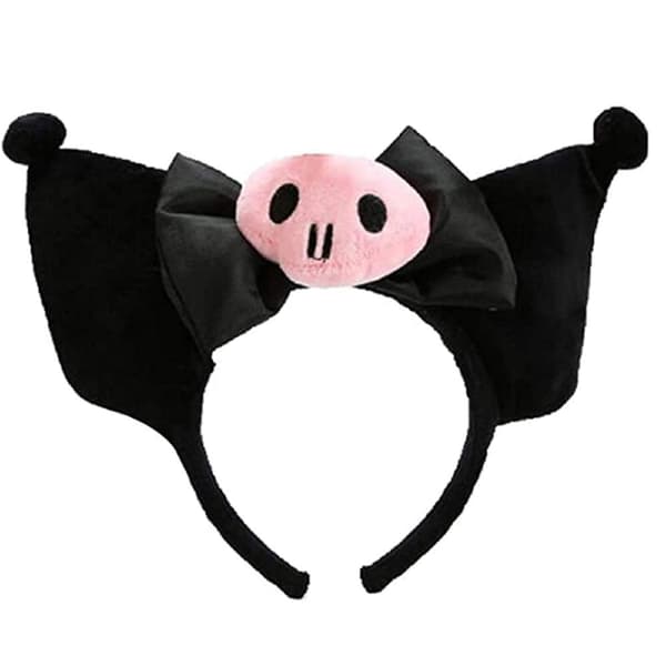 Kuromi hårnål ørehodebånd, plysj hodebånd anime cosplay hodeplagg tilbehør for jenter svart