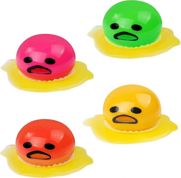4 st Äggula Kräkande Stressboll Klämleksak för Vuxna Barn, Ångestlindring Ventilationspresent - 4 Färger{h}