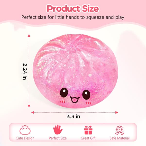 Sugar Dumpling Squishy Mystery Box, Glitter Bao Bun Klämleksak, Stressavlastande Leksak (Rosa)（F2） pink